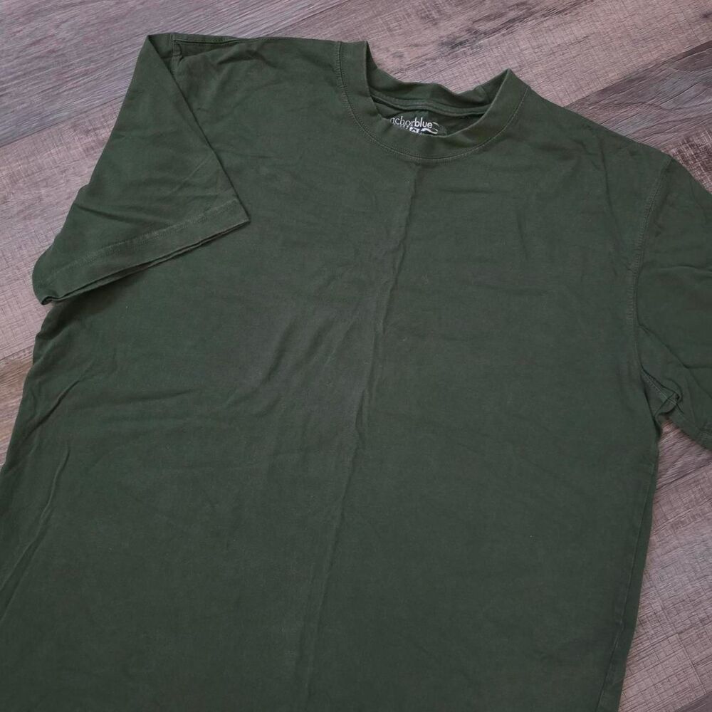 Anchor Blue Vintage Mens XL Olive Green Blank Crewneck T-Shirt Tee